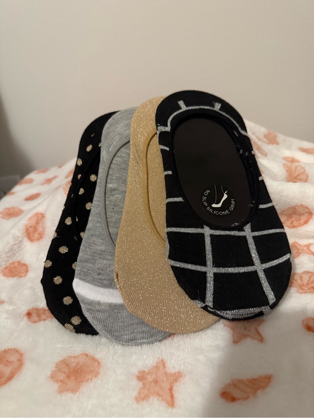 Steve Madden No-Show Liner Sock Set in Black, Gray, and Gold